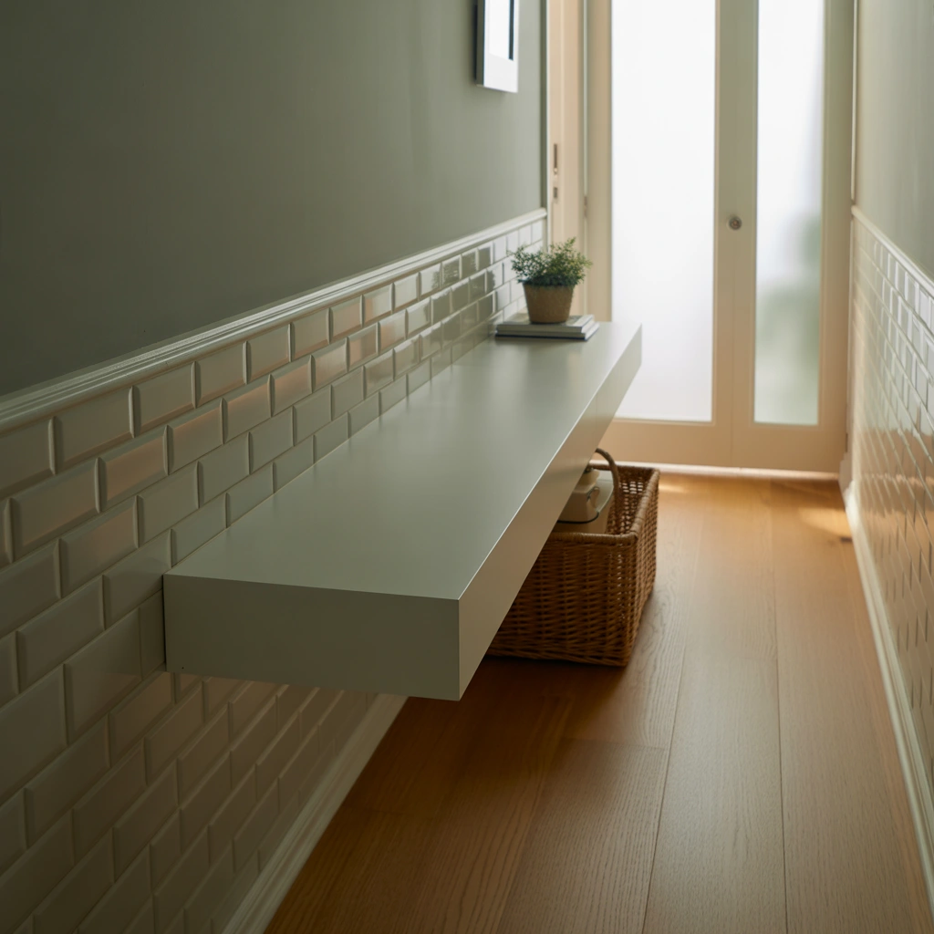 Floating Bench for a Light and Airy Hallway
