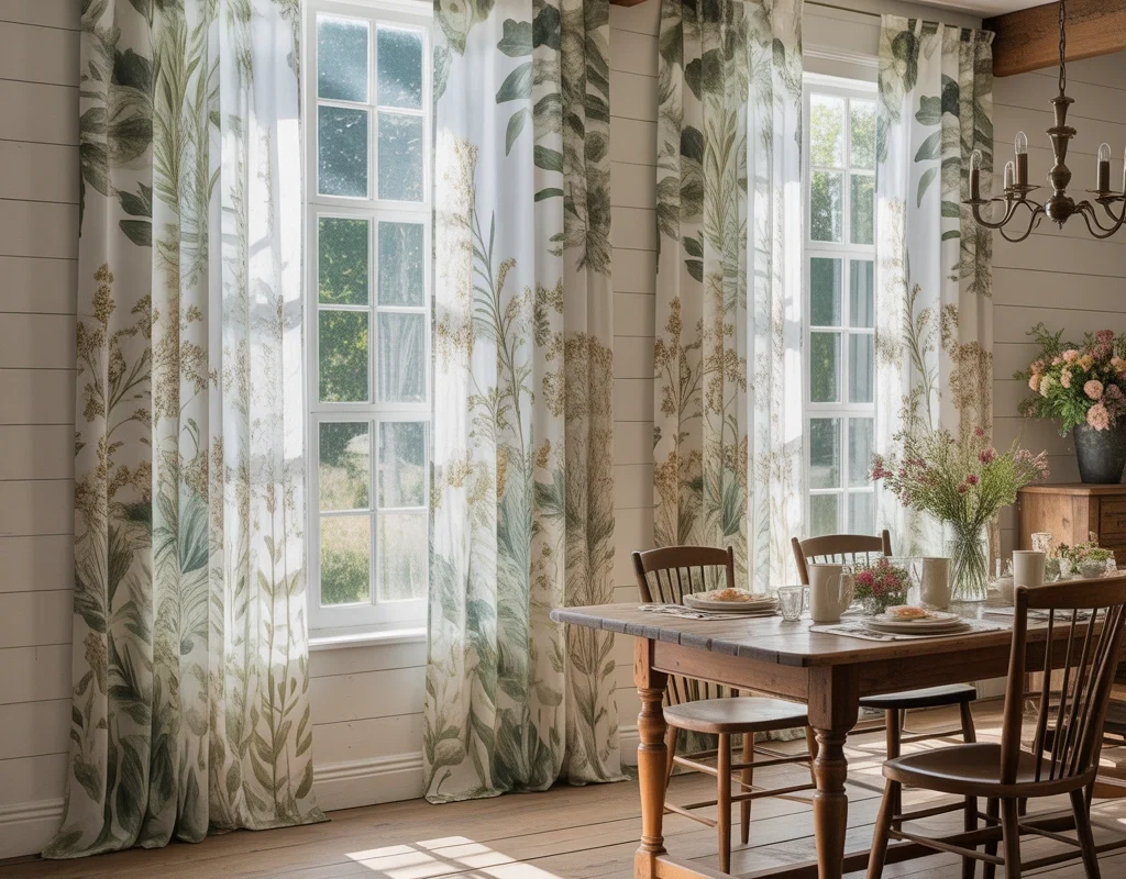 Floral Curtains for a Soft Farmhouse Garden Look