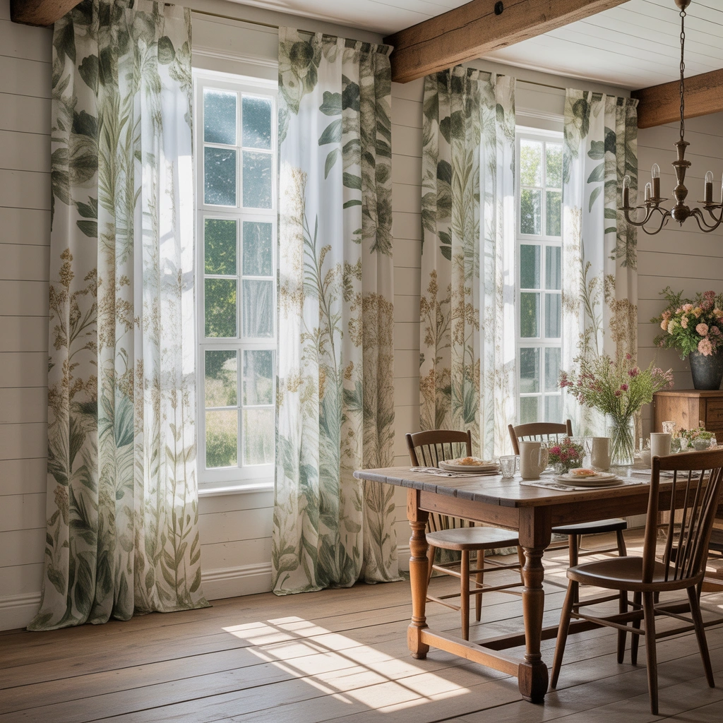 Floral Curtains for a Soft Farmhouse Garden Look