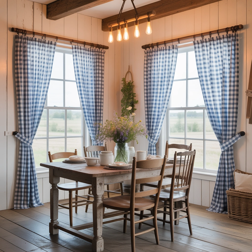 Gingham Curtains for a Sweet Country Dining Room