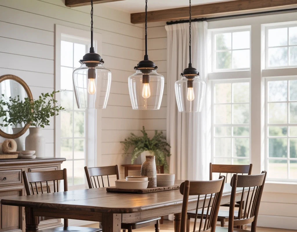 Glass Pendant Lights for a Light and Airy Farmhouse Look