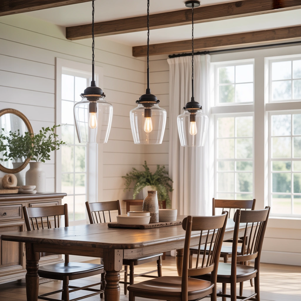 Glass Pendant Lights for a Light and Airy Farmhouse Look
