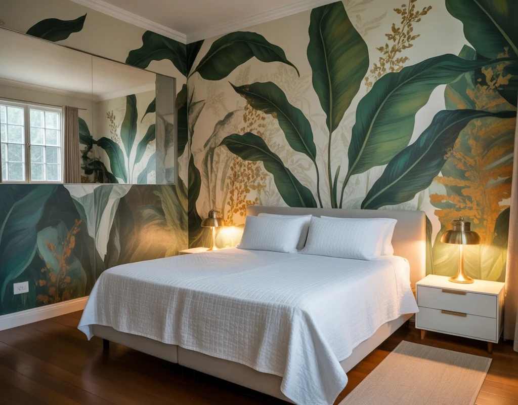 Hand Painted Mural as a Bedroom Feature Wall