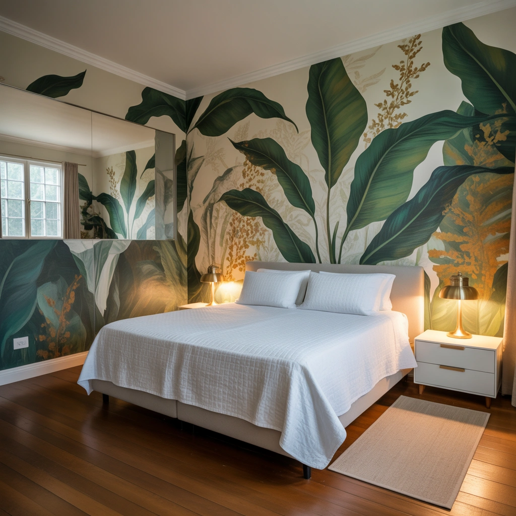 Hand Painted Mural as a Bedroom Feature Wall