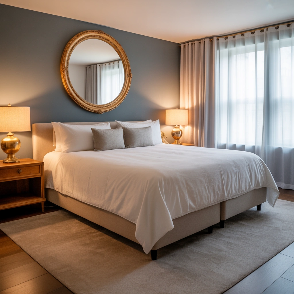 Hang a Decorative Mirror Above the Bed
