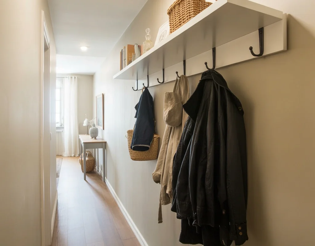 Install a Floating Shelf with Hooks Underneath