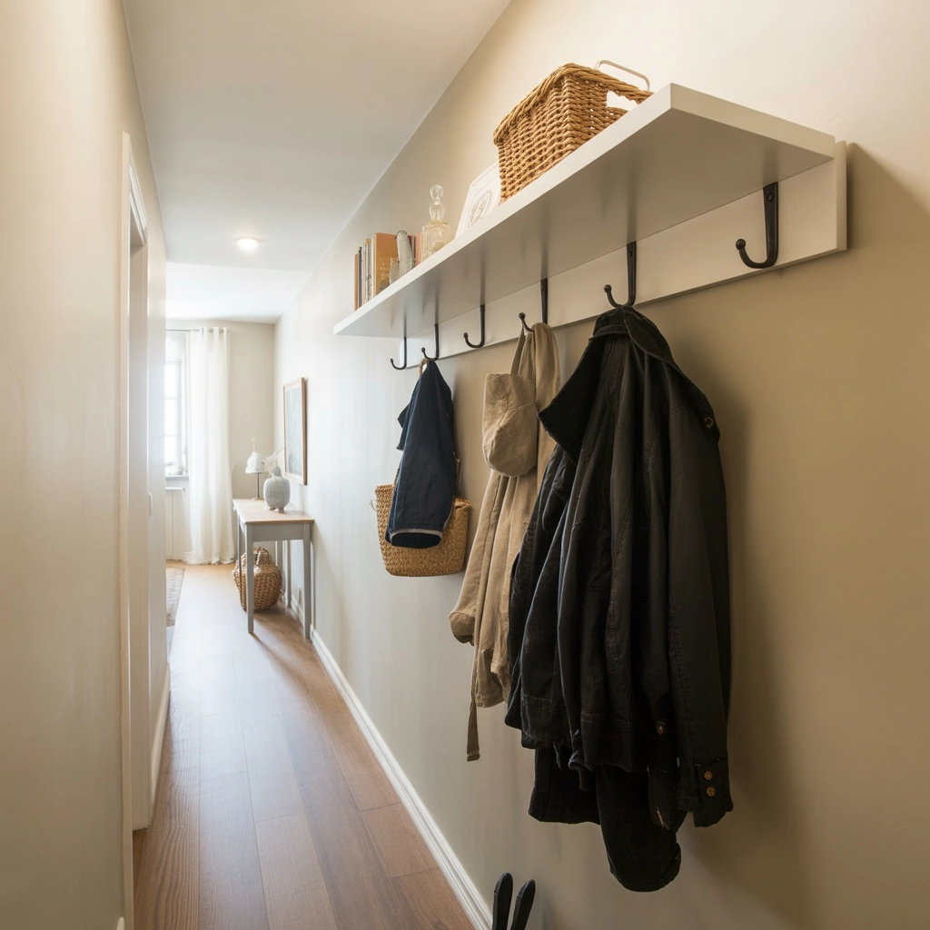Install a Floating Shelf with Hooks Underneath