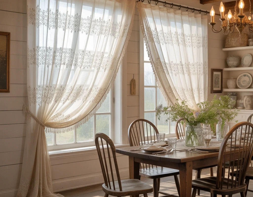 Lace Curtains for Vintage Farmhouse Elegance