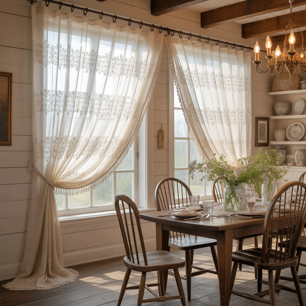 Lace Curtains for Vintage Farmhouse Elegance