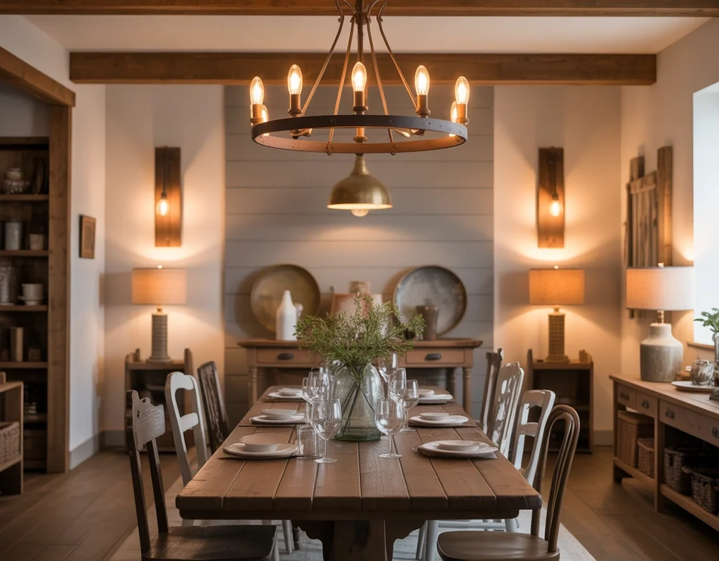 Layered Lighting for a Complete Farmhouse Dining Room