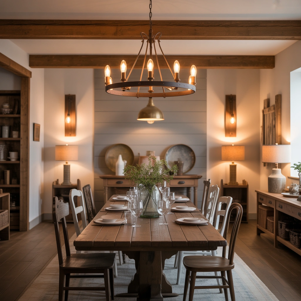 Layered Lighting for a Complete Farmhouse Dining Room