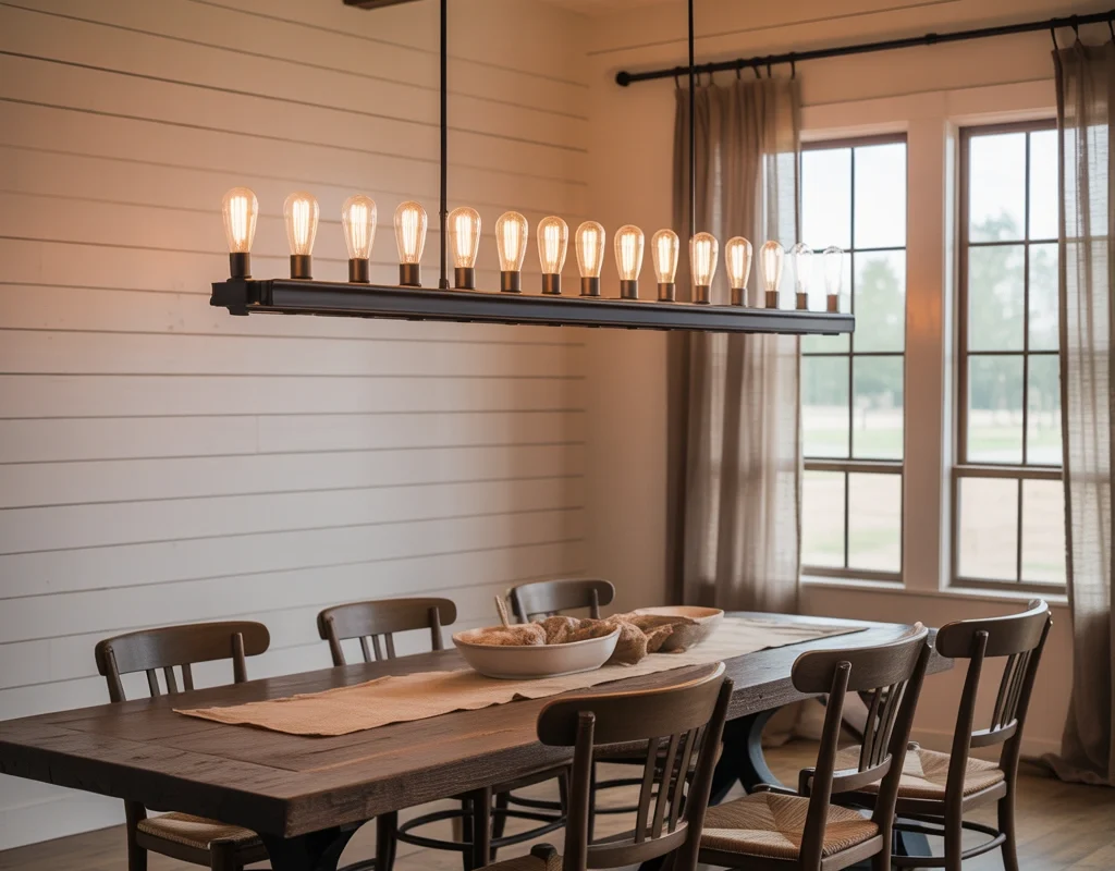 Linear Chandeliers for Long Farmhouse Dining Tables