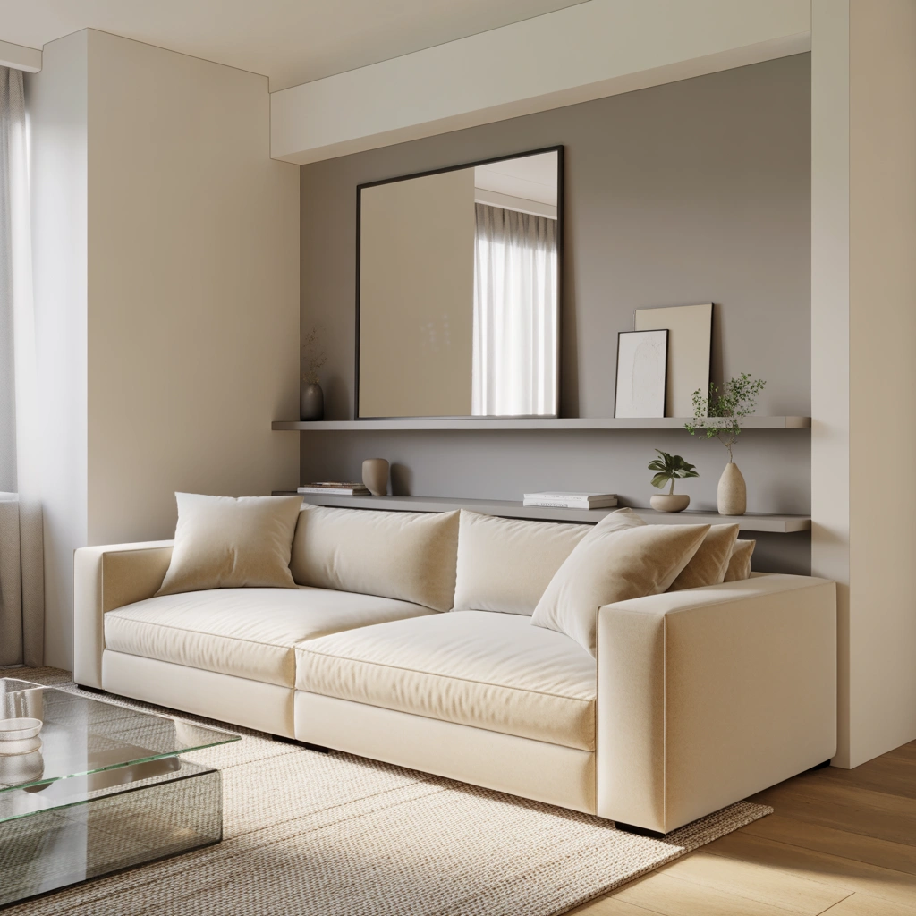 Make a Small Living Room Feel Bigger with a Cream Couch