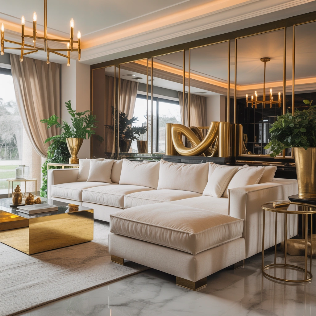 Make the Living Room Elegant with Gold and Brass Details
