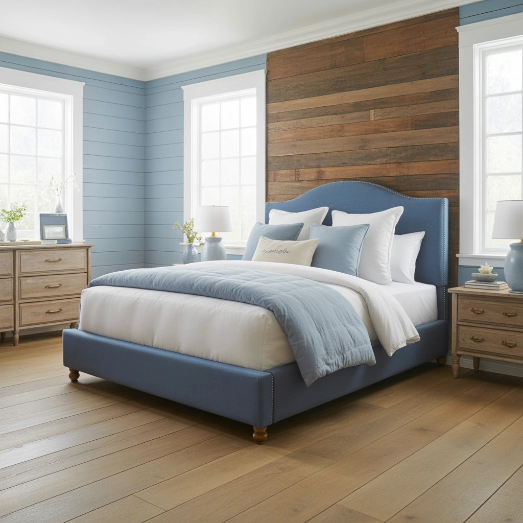 Mix Blue with Natural Wood Tones
