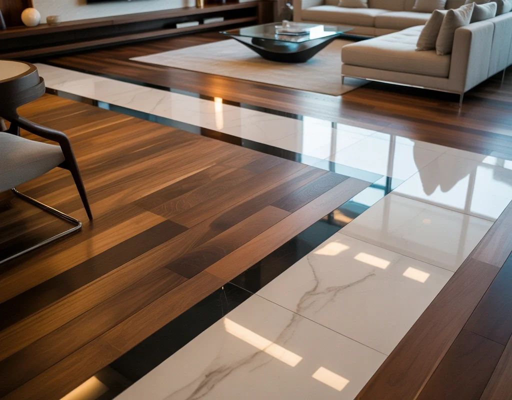 Mixed Material Flooring for a Custom Designer Look
