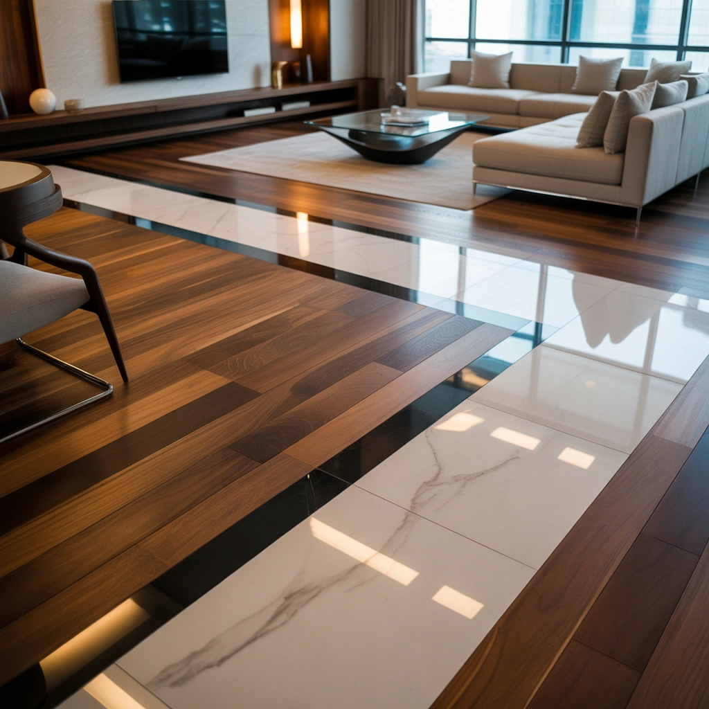 Mixed Material Flooring for a Custom Designer Look