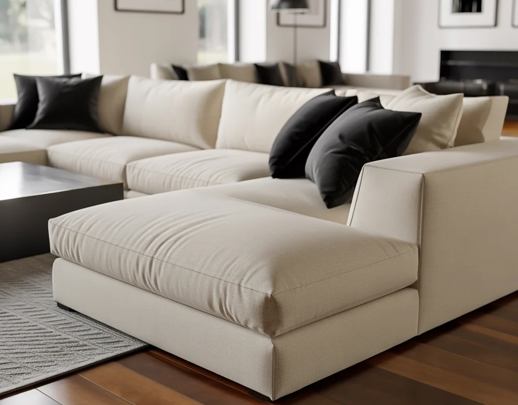 Pair a Cream Couch with Black Accents for Contrast