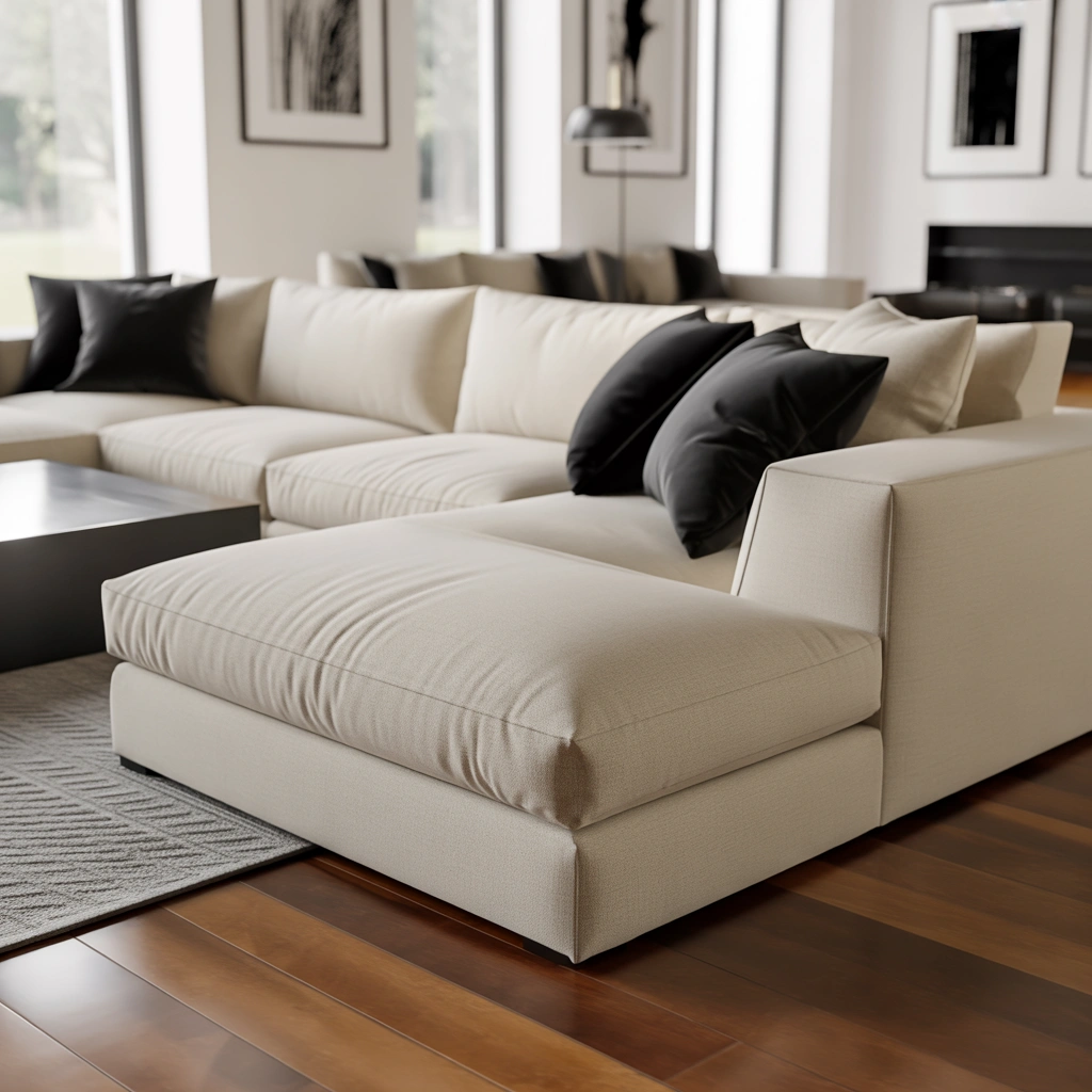 Pair a Cream Couch with Black Accents for Contrast