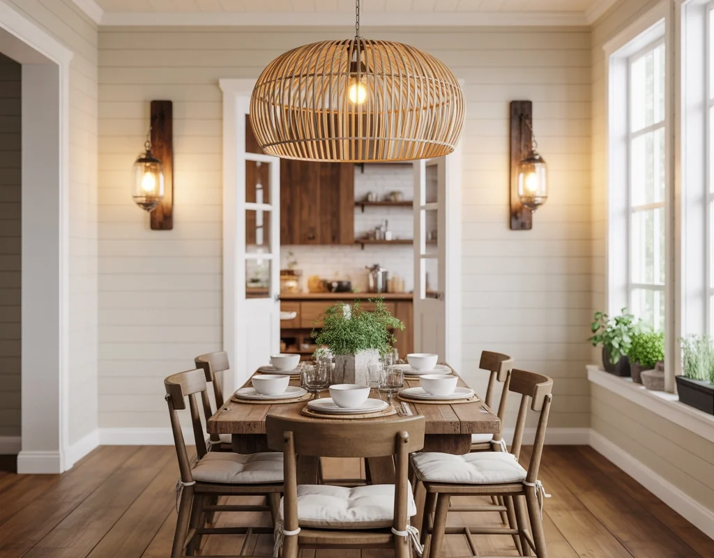 Rattan or Woven Pendant Light