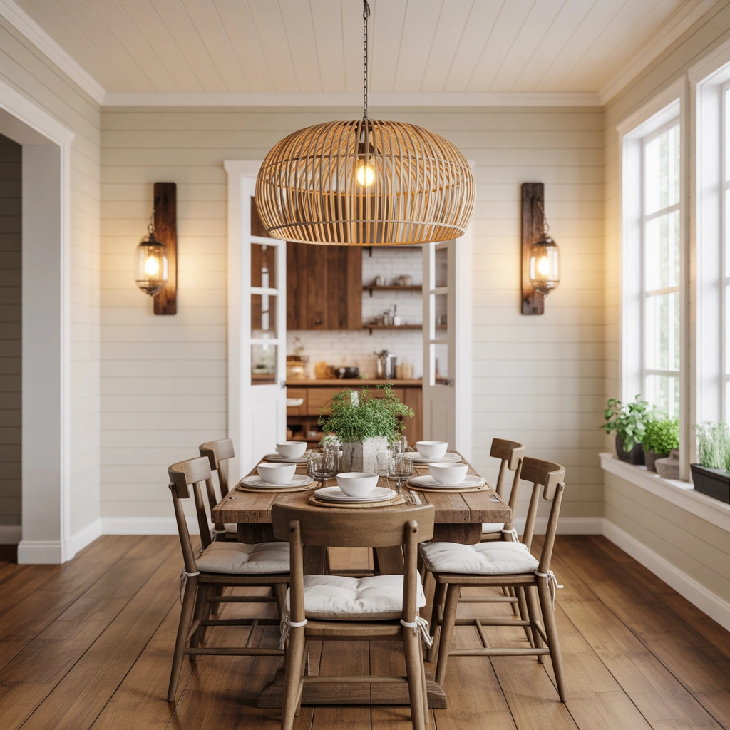 Rattan or Woven Pendant Light