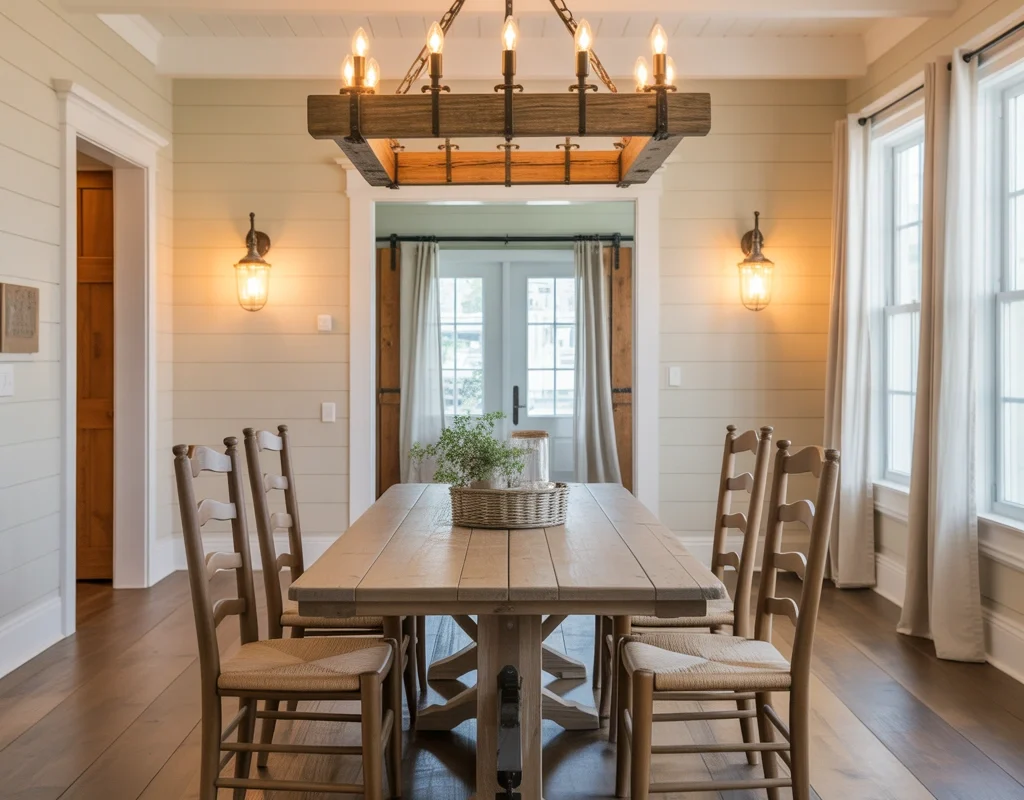 Rustic Wood Beam Chandelier