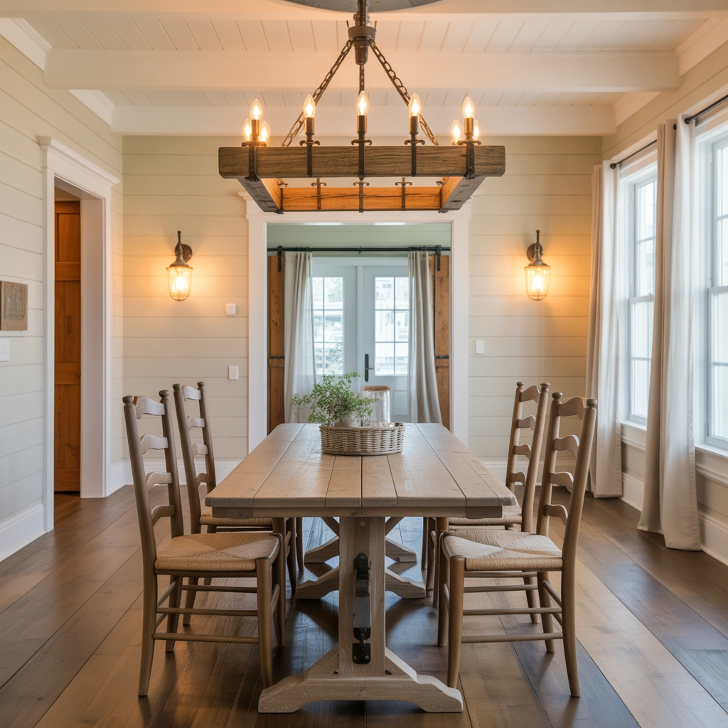 Rustic Wood Beam Chandelier