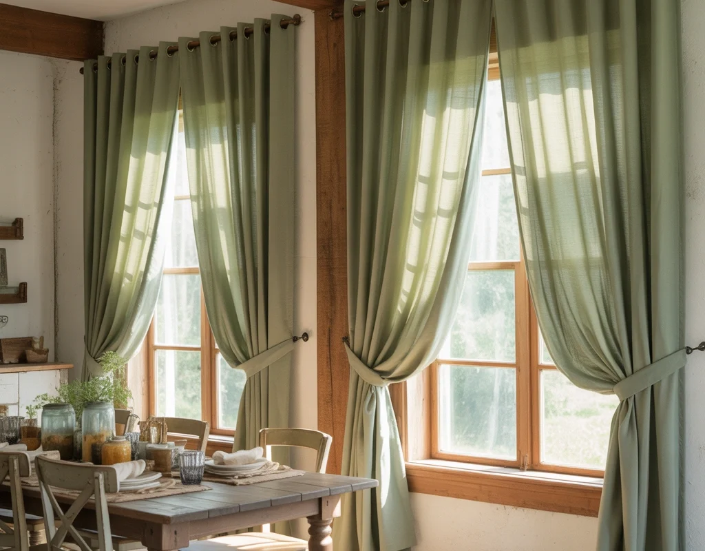 Sage Green Curtains for a Natural Farmhouse Mood