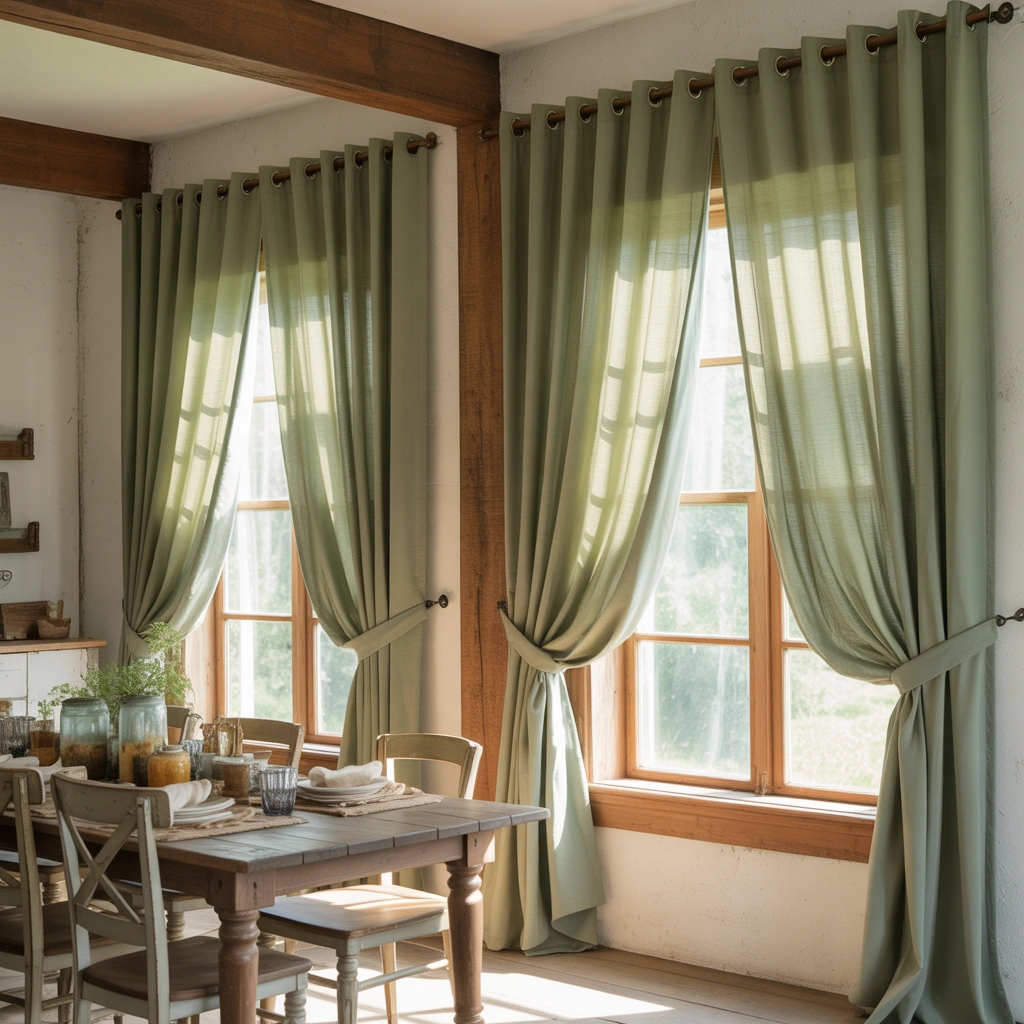 Sage Green Curtains for a Natural Farmhouse Mood
