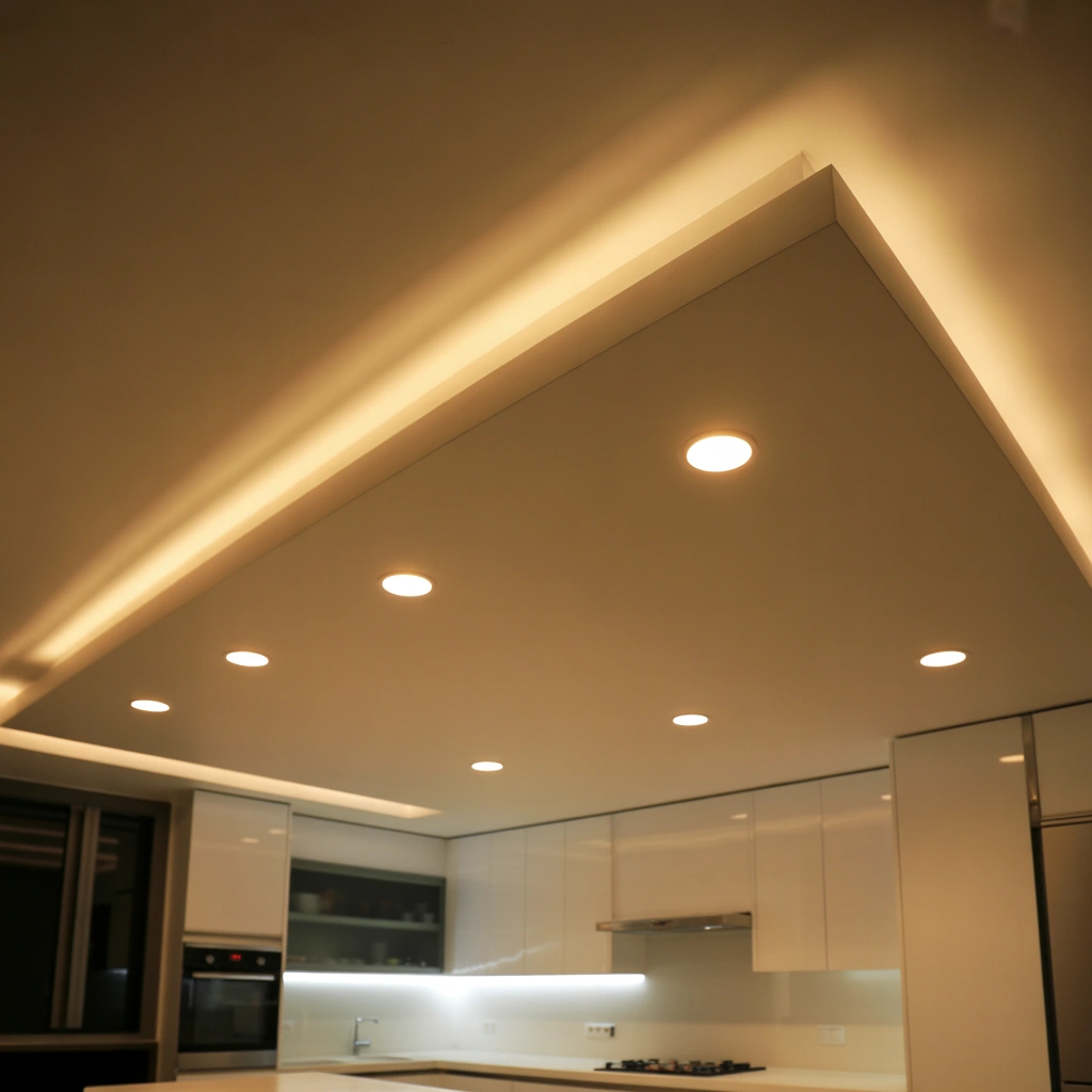 Simple False Ceiling with Recessed Lights