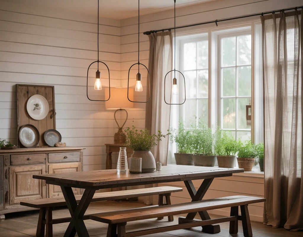Simple Pendant Lighting for Small Farmhouse Dining Rooms