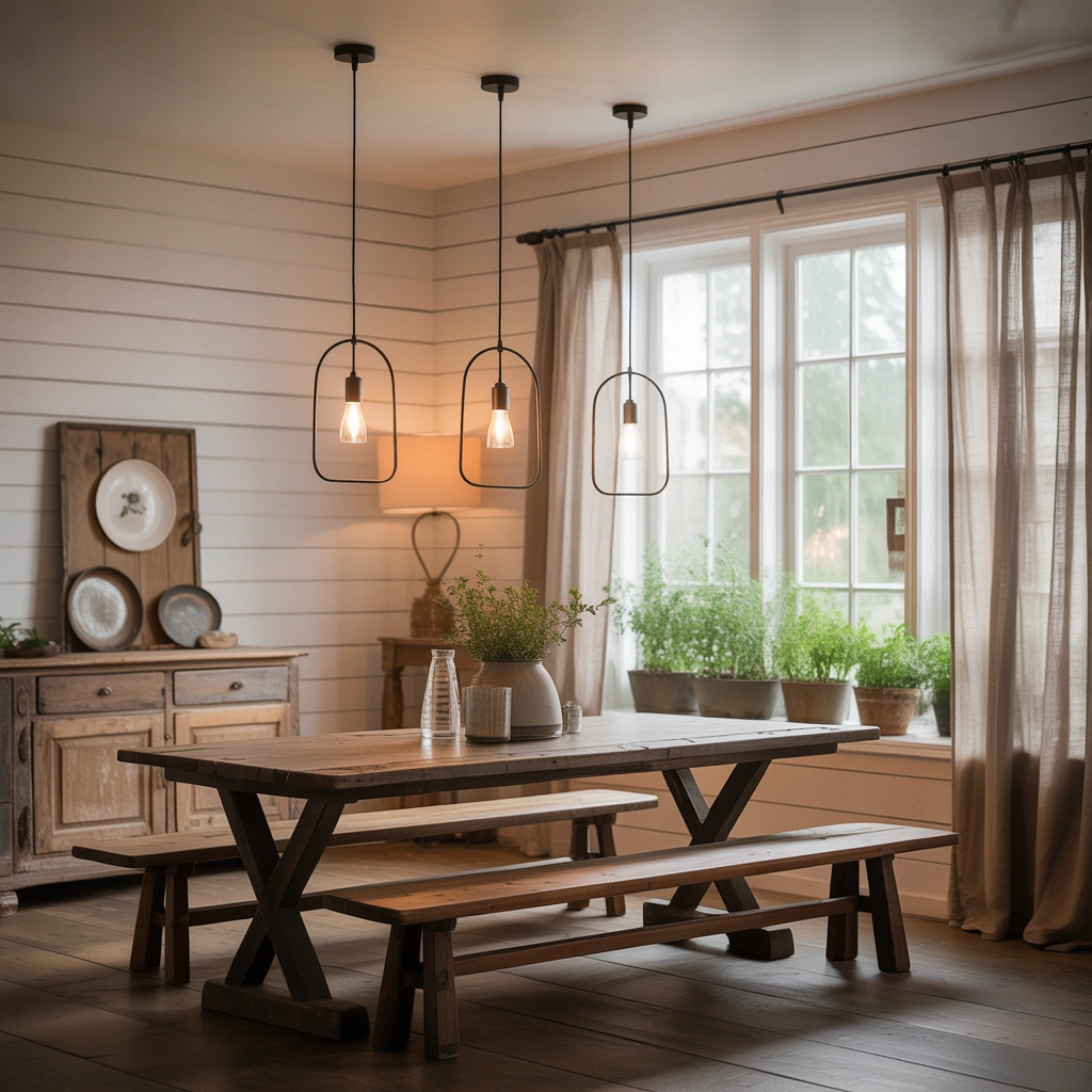 Simple Pendant Lighting for Small Farmhouse Dining Rooms