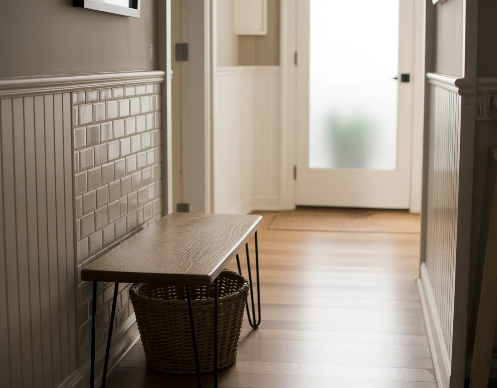 Small Corner Bench for Awkward Hallway Spaces