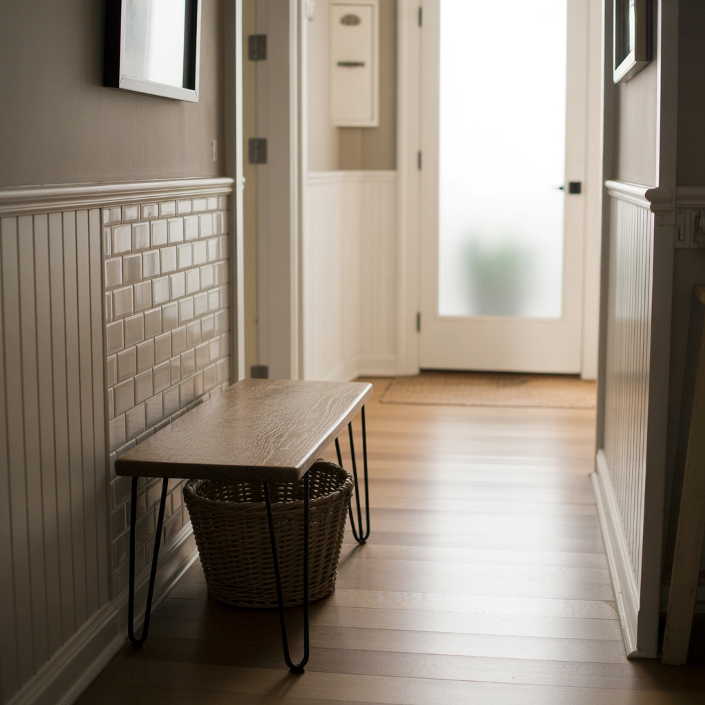 Small Corner Bench for Awkward Hallway Spaces
