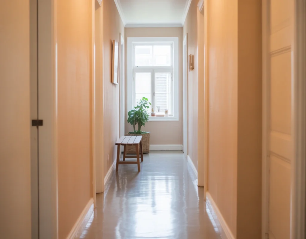 Soft Warm White for a Clean and Airy Hallway