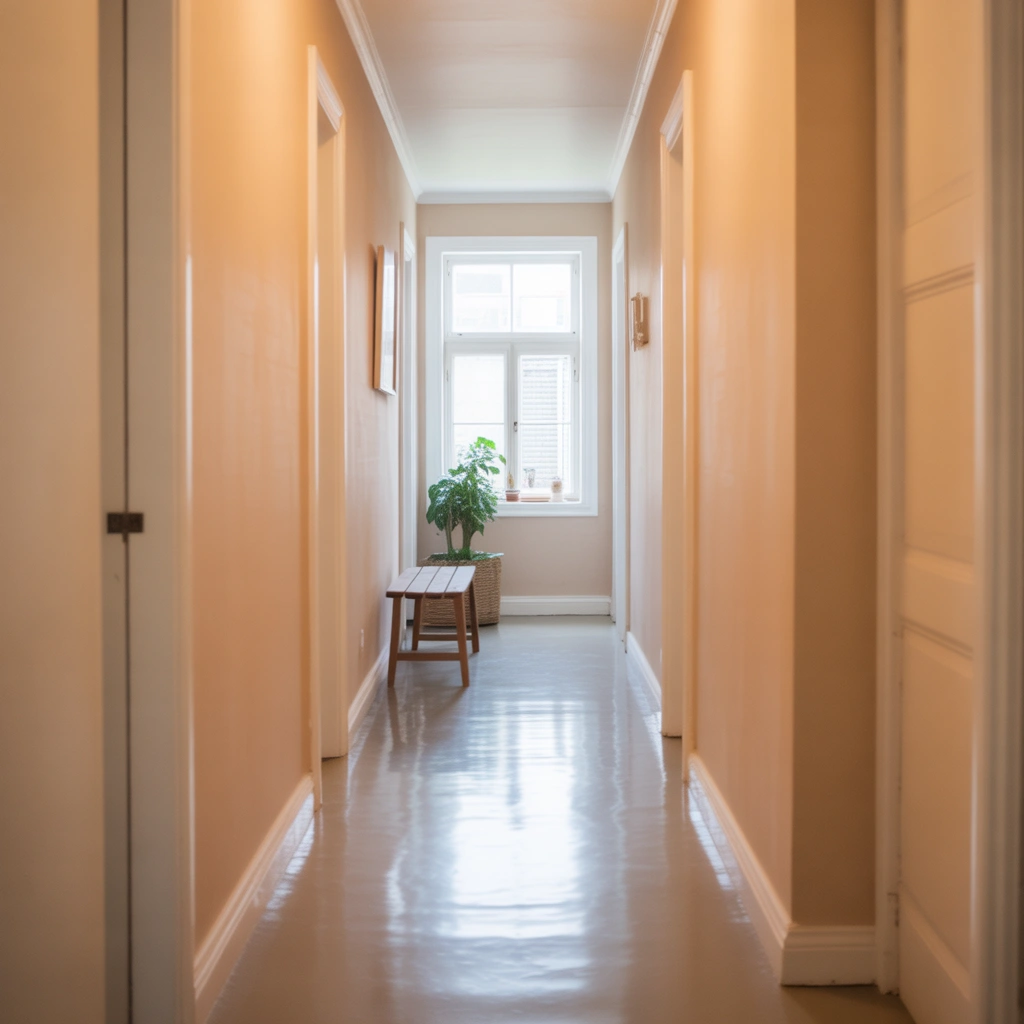 Soft Warm White for a Clean and Airy Hallway