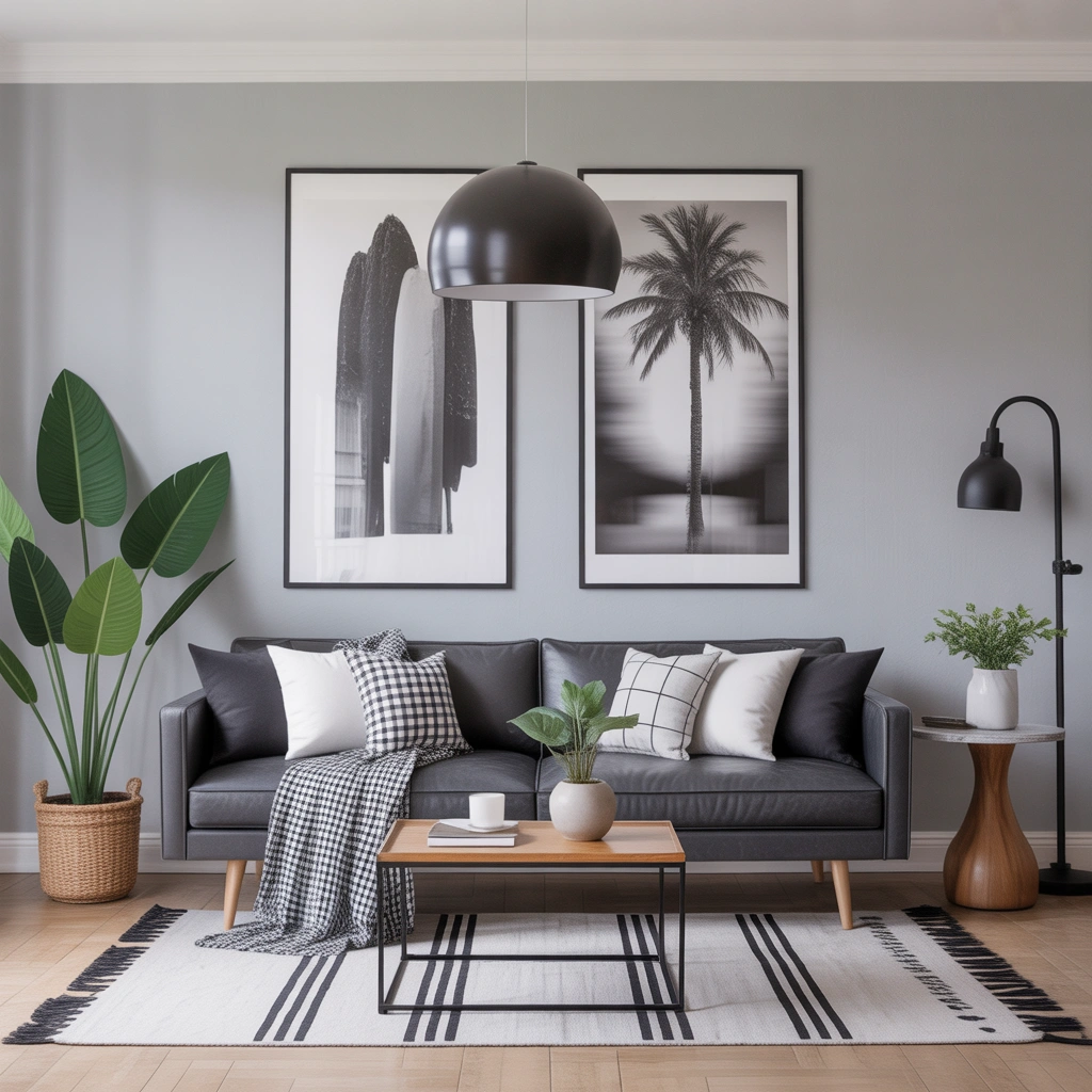 Style the Couch with Black and White Décor