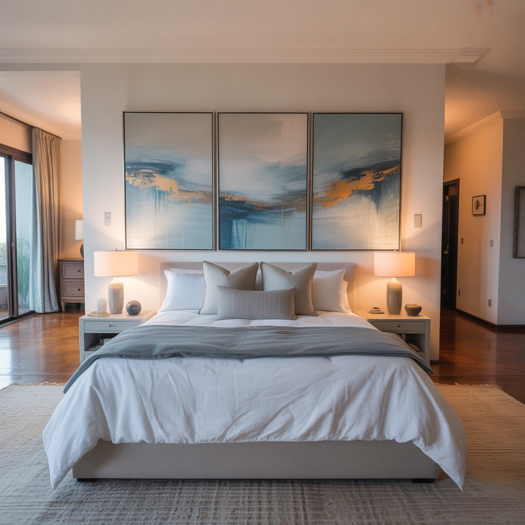 Three Panel Painting for a Wide Bedroom Wall