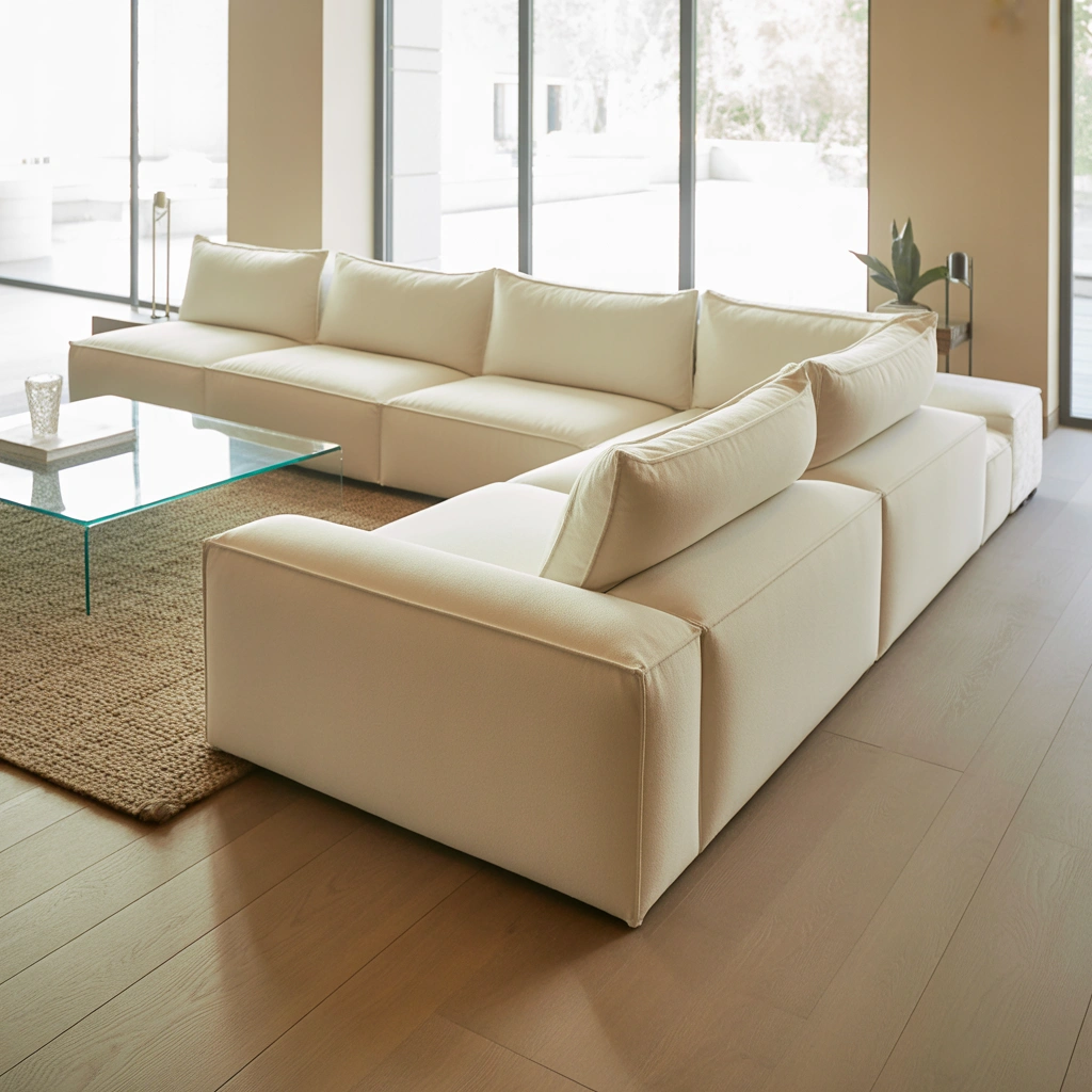 Try a Modern Cream Couch Living Room with Clean Lines