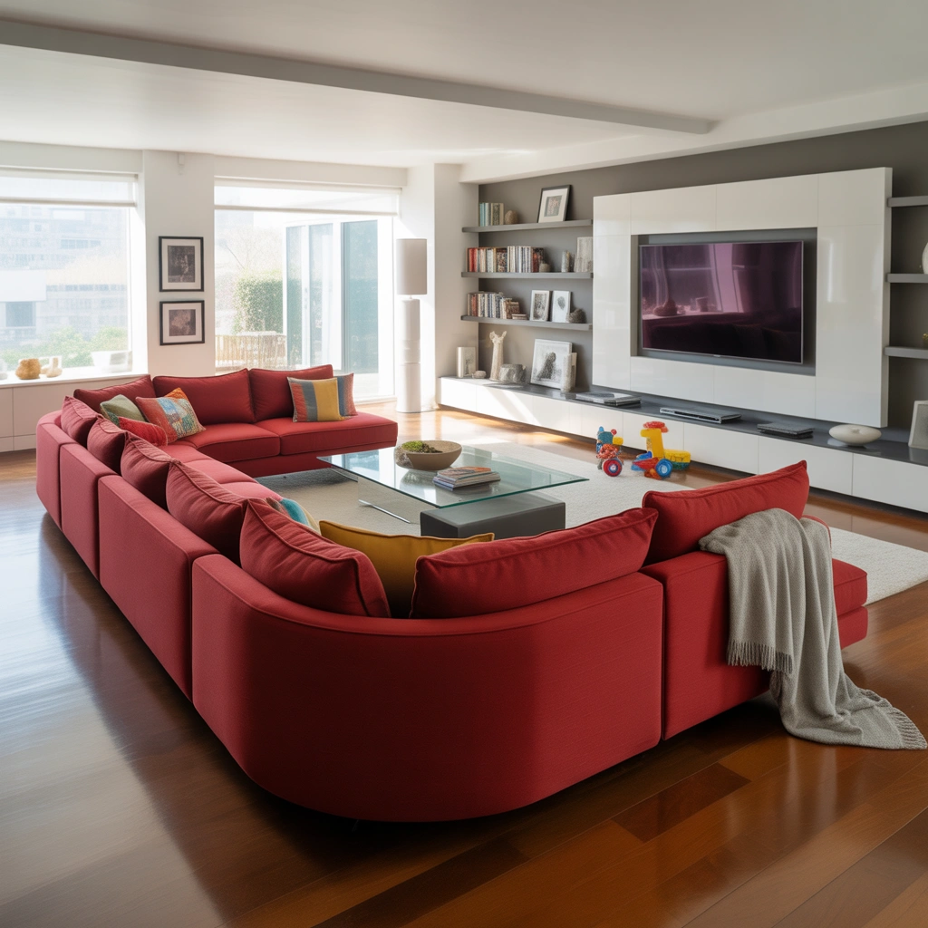 Try a Red Sectional for a Family Friendly Living Room