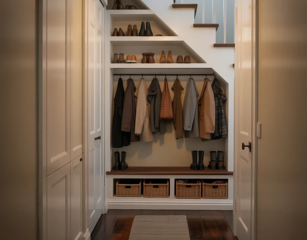 Turn an Under Stair Area into Coat Storage