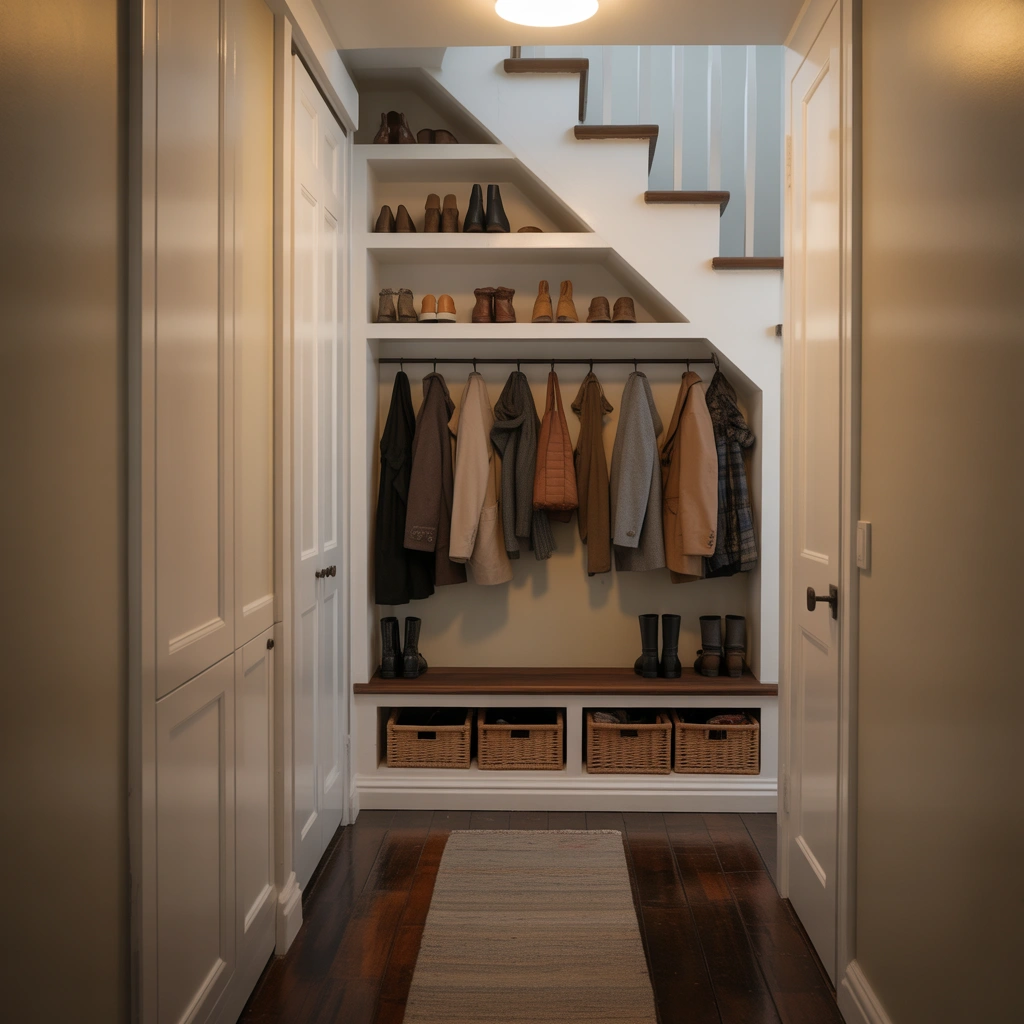 Turn an Under Stair Area into Coat Storage