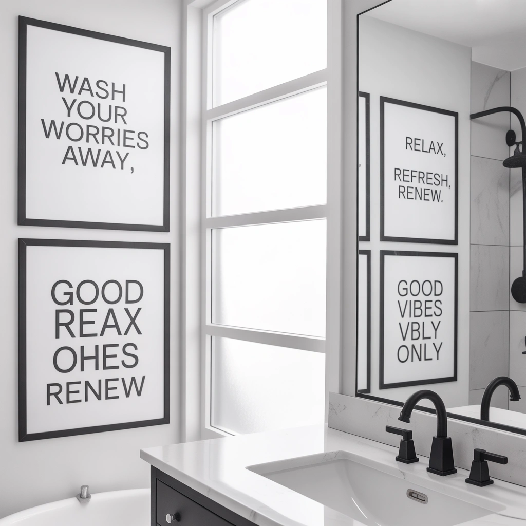 Typography Prints with Simple Bathroom Quotes