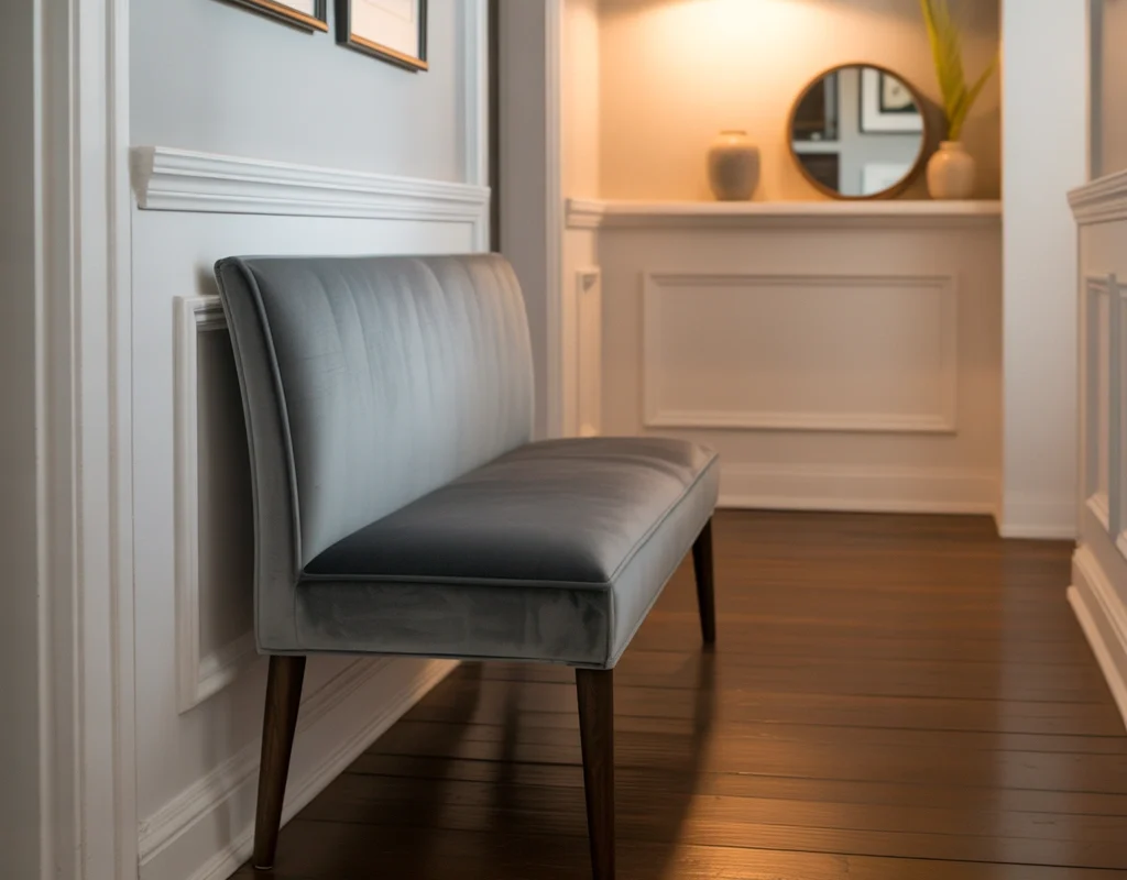 Upholstered Narrow Bench for a Soft and Elegant Touch