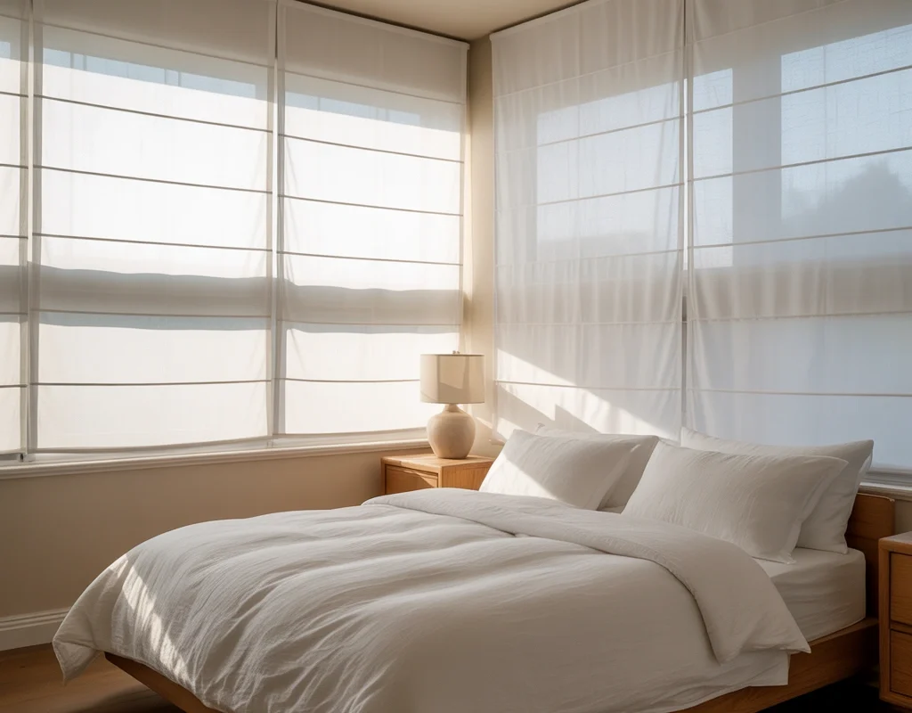 Use Roman Shades for a Clean and Elegant Wall
