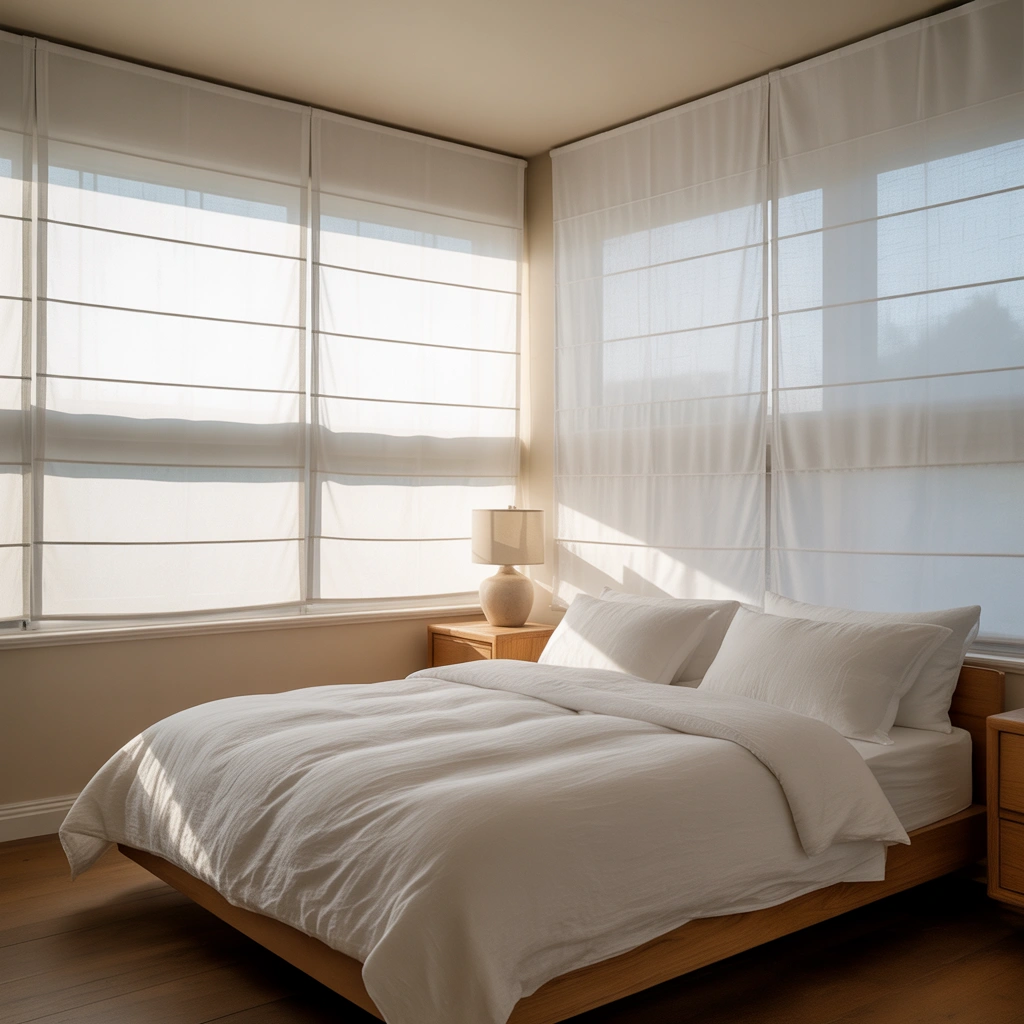 Use Roman Shades for a Clean and Elegant Wall