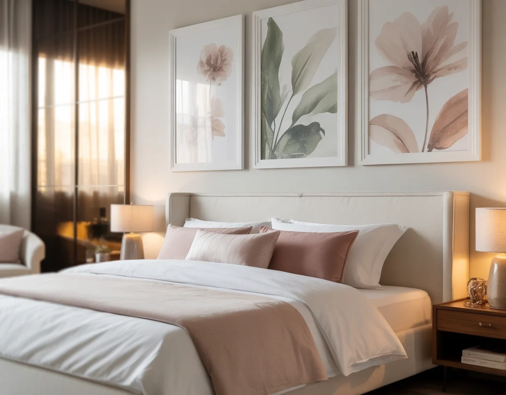 Use Soft Romantic Wall Art Above the Bed