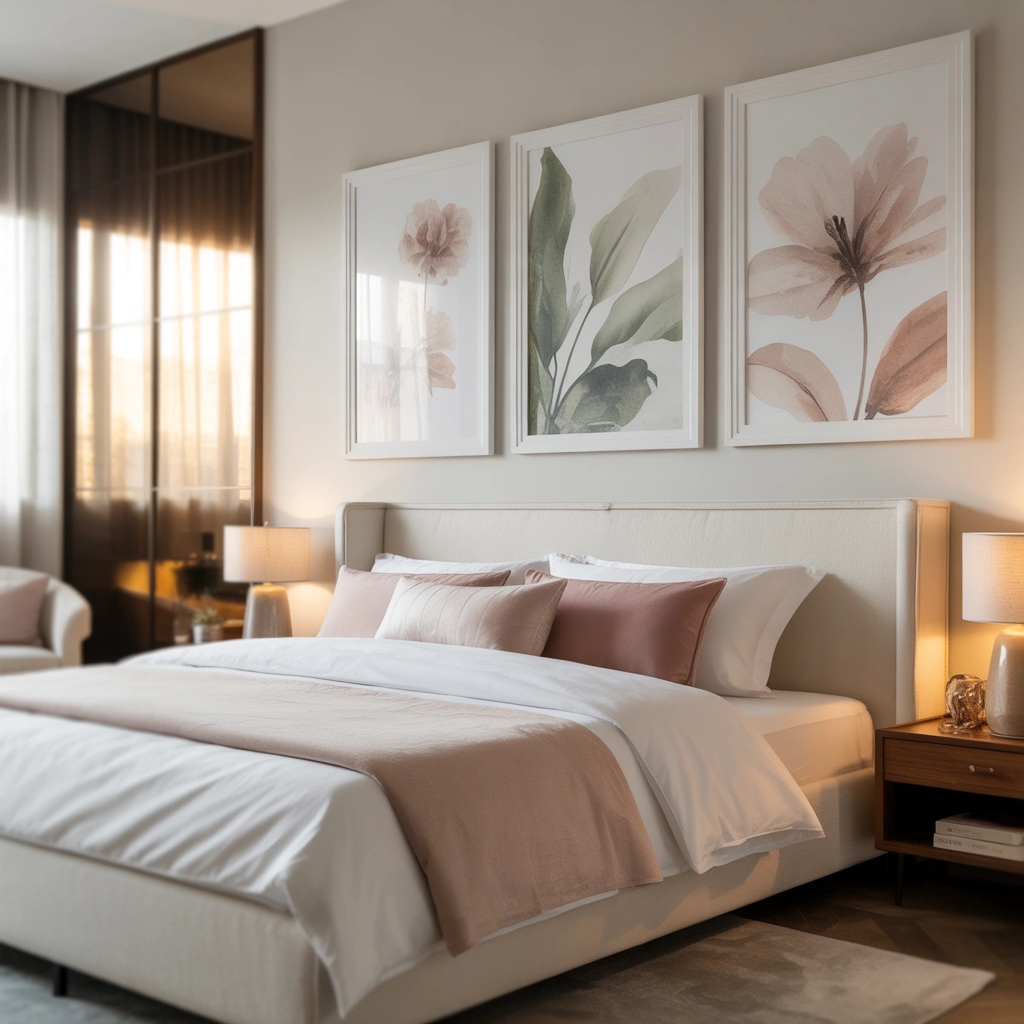Use Soft Romantic Wall Art Above the Bed