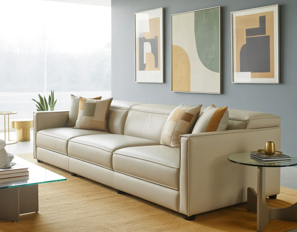 Use Wall Art to Tie the Cream Couch Living Room Together