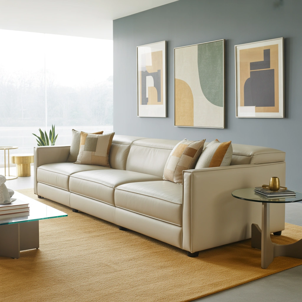 Use Wall Art to Tie the Cream Couch Living Room Together